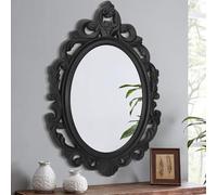 Specchio da parete nero in stile barocco vintage ovale per parete in legno Arendahl tradizionale specchio unico decorativo per bagno, camera da letto, soggiorno, ingresso, 70 x 50 cm