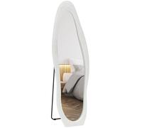 Specchio da Parete o da Terra Autoportante a Figura Intera con Cornice Ondulata in Velluto 160x50 cm Bianco