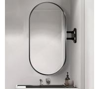 Specchio da Parete Ovale Ad Angolo Per Bagno con Braccio Articolato Oscillante e Struttura In Metallo, Specchio Infrangibile, Specchio da Appendere per Soggiorno Moderno, Verticale e Orizzontale ( Col