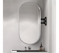 Specchio da Parete Ovale Ad Angolo Per Bagno con Braccio Articolato Oscillante e Struttura In Metallo, Specchio Infrangibile, Specchio da Appendere per Soggiorno Moderno, Verticale e Orizzontale ( Col