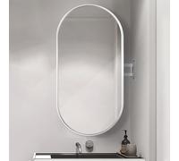 Specchio da Parete Ovale Ad Angolo Per Bagno con Braccio Articolato Oscillante e Struttura In Metallo, Specchio Infrangibile, Specchio da Appendere per Soggiorno Moderno, Verticale e Orizzontale ( Col