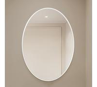 Specchio da parete ovale con cornice in alluminio 50 x 70 cm HD a prova di esplosione elegante per bagno e camera da letto arredamento comò specchio da trucco design moderno finitura bianca