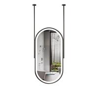 Specchio da parete ovale con cornice in metallo da appendere al soffitto, specchio decorativo galleggiante per il bagno con doppio braccio, specchio decorativo in vetro(40cmx70cm)