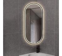 Specchio da parete ovale dimmerabile con braccio girevole e interruttore touch, specchio cosmetico a 3 luci per uso verticale e orizzontale, decorazione moderna essenziale per la casa