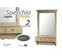 SPECCHIO DA PARETE PENSILE 2 CASSETTI LEGNO SPECCHIERA CLASSICA MODERNO 8857 cm