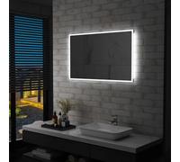 Specchio da parete per bagno con LED, 100 x 60 cm, telaio in alluminio, protezione IP44, adattatore e materiale di fissaggio, ideale per trucco, rasatura e decorazione in bagno e camera da letto