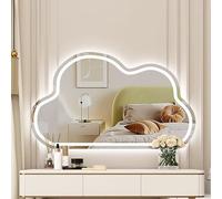 Specchio da parete per il trucco, 60-100 cm, anti-appannamento, con interruttore touch, illuminazione regolabile in 3 colori, specchio detive irregolare (frontale, 75 x 100 cm)