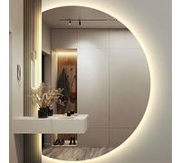 Specchio da parete per il trucco, specchio antiappannamento per il bagno, grande specchio semicircolare a figura intera, specchio decorativo retroilluminato a LED dimmerabile a 3 colori per camer