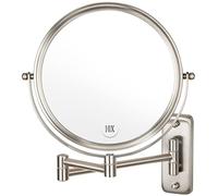 ALHAKIN Specchio da parete per trucco - ingrandimento 10x 20,8 cm bifacciale girevole allungabile specchio bagno finitura nichel