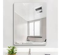 Specchio da parete rettangolare con cornice in alluminio, design rotondo ad angolo, specchio decorativo per bagno, 70 x 90, 100 x 80, 120 x 80, 60 x 80, bianco argento, ingresso, corridoio, 30 x 40 cm