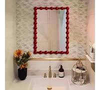 Specchio da parete rosso antico ad arco, 58,4 x 78,7 cm, decorazione vintage per ingresso, bagno, soggiorno, corridoio, elegante elemento decorativo per la casa