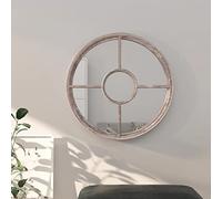 Specchio da parete rotondo, colore sabbia, 60 x 4 cm, cornice in ferro, per interni, decorativo, per corridoio, soggiorno, camera da letto, riflesso della luce e design della stanza