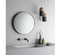 Specchio da parete, rotondo, cornice nera, diametro 60cm, filo lucido tondo