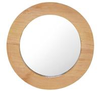 Specchio da parete rotondo da 40 cm, in legno massello di teak con vetro, cornice in legno retrò, montaggio a parete per bagno, camera da letto, corridoio, soggiorno, decorazione e trucco
