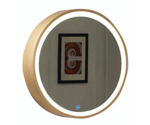 Specchio da parete rotondo da 70 cm con luci porta sinistra Sto Funct specchio con 3 ripiani per cucina di casa in legno ed slish & Functal Sto Solut.