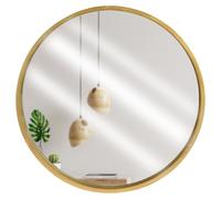 Specchio da parete rotondo in legno dorato, 50 cm