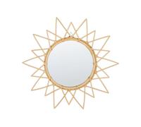 Specchio da parete rotondo moderno con cornice in rattan ø 60 cm chiaro Aroek
