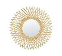 Specchio da parete rotondo moderno con cornice in rattan ø 60 cm chiaro Tagolu