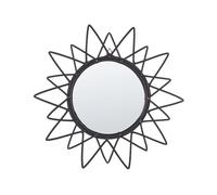 Specchio da parete rotondo moderno con cornice in rattan ø 60 cm nero Aroek