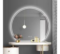 Specchio da Parete semicircolare per Bagno, Regolazione a Tre Colori, Illuminazione a LED, Grande, con Display antiappannamento (60 cm/23,6 Pollici)