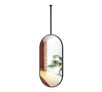Specchio da parete sospeso per la decorazione della casa montato a soffitto ovale cornice in metallo nero specchio bagno dimensioni personalizzabili 50x70 cm - Elegante riflesso HD