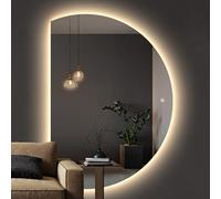 Specchio da Parete, Specchio da Bagno sospeso, semicerchio, LED, 3 Colori, dimmerabile, antiappannamento, Specchio a Figura Intera, Specchio per Il Trucco Illuminato (R 28"x40"/70x