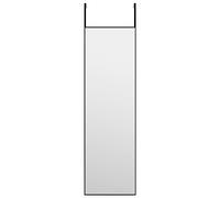 Specchio da porta nero, 30 x 100 cm, vetro e alluminio, specchio da parete intero per camera da letto, corridoio, soggiorno, con cornice e ganci per un facile montaggio a parete e uso salvaspazio