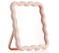 Specchio da scrivania a forma di onda, accessori da scrivania rosa, specchietto portatile, grazioso specchio da tavolo per viaggio