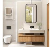 Specchio da soffitto con Asta Appendiabiti, Specchio Rettangolare da Bagno con Cornice in Metallo Nero, Specchio da Parete per Trucco e rasatura, Specchio in Vetro HD 40x60cm 40x70cm 50x60cm
