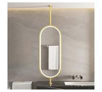 Specchio da soffitto con braccio verticale illuminato frontale e interruttore touch, specchio sospeso per bagno e soggiorno