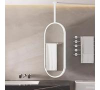 Specchio da soffitto con Cornice e Braccio in Metallo Bianco (Il Braccio è Personalizzabile), Specchio Ovale Decorativo da Appendere per Il Trucco del Bagno, Specchio da Parete in Vetro (50