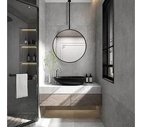 Specchio da soffitto con Cornice in Metallo Nero e Braccio, Specchio da toeletta, Grande Specchio Rotondo per Il Mobile del Bagno - Braccio dello Specchio Personalizzabile, Cerchio (dimensio