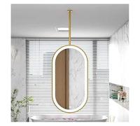 Specchio da soffitto con luci, Specchio Ovale in Metallo da soffitto, Specchio da Trucco HD per Bagno e Toilette (Braccio Personalizzabile) (Oro, 50x90 cm)