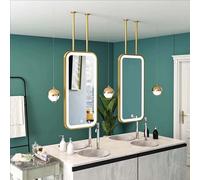 Specchio da soffitto in metallo dorato con doppio braccio, specchio da toeletta in vetro illuminato a LED per lavabo, specchi decorativi per bagno di casa o hotel(40cmx60cm)