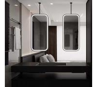 Specchio da soffitto quadrato a LED dimmerabile, 50 x 70 cm, in metallo nero, per camera da letto e soggiorno, moderno specchio da parete Detive, decorazione per la casa Slish