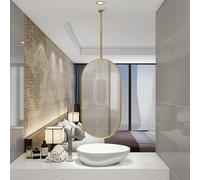 Specchio da soffitto sospeso con struttura in metallo e specchio ovale da parete a forma di freccia, per trucco e rasatura, elegante specchio da appendere per la casa