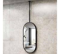 Specchio da soffitto - Specchi da Bagno ovali Neri - Specchio da Parrucchiere HD, Specchi sospesi al soffitto con Asta in Metallo (50 cm x 80 cm)