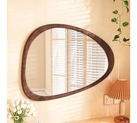Specchio da tavolo da toeletta vintage irregolare, specchio HD da parete per bagno, bagno degli ospiti e soggiorno, specchio decorativo marrone (40 x 60 cm)