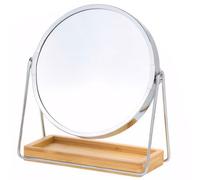 Specchio da tavolo diametro 7 pollici specchio ingranditore bifacciale 1x/2x girevole a 360° con vassoio portaoggetti e supporto stabile per toletta da bagno