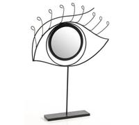 SPECCHIO DA TAVOLO NERO OCCHIO BAGNO BEAUTY TRUCCO METALLO CLASSICO MODERNO 51cm