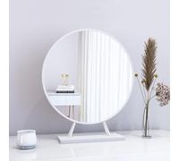 Specchio da Tavolo, Specchio da Appoggio, Specchio da Barba da Bagno, Specchio Circolare da Toeletta Cosmetico da Tavolo per Lo Styling della Bellezza dei Capelli O Il Sopracciglio, White, 30cm