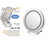 SPECCHIO DA TAVOLO TONDO BEAUTY TRUCCO LUCE LED DIMMERABILE TOUCH USB 32327
