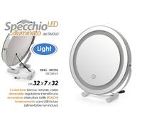 SPECCHIO DA TAVOLO TONDO BEAUTY TRUCCO LUCE LED DIMMERABILE TOUCH USB 32327