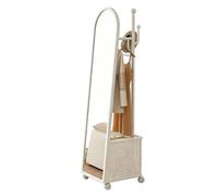 Specchio Da Terra A Figura Intera Con Appendiabiti Doppia Faccia,Specchio Rotante 360° Con Ruote,Con Cesto Di Immagazzinamento Per Camera Da Letto,Ingresso,Soggiorno(White)