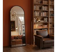 Specchio da terra a forma di Arché, specchio con corpo in metallo nero, specchio da parete o perde, design moderno per camera da letto e ingresso