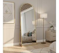 Specchio da terra ad arco, specchio ad arco 165 x 60 cm, specchio da terra, specchio a figura intera con supporto, da terra, da appendere, da appoggiare, specchio da parete grande curvo, cornice in le