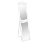 Specchio da terra bianco, 40 x 160 cm, con cornice in legno, pieghevole, autoportante, per corridoio, camera da letto, bagno, guardaroba, specchio intero con specchio chiaro e motivo barocco