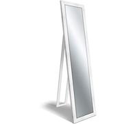 Lupia - Specchio da Terra Moderno BOSTON SHABBY WHITE FLOOR MIRROR 40x160cm, Cornice Legno Ecologico, Regolabile con Cavalletto o Appendibile, Vetro Cristallo Riflettente, Bianco, Legno