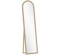 Specchio Da Terra E Parete A Figura Intera Con Cavalletto, Effetto Pietra E Forma Ad Arco, 40x160 Cm, Beige