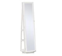Specchio da Terra Girevole Armadio Portagioie 38x38x160 cm in MDF Bianco